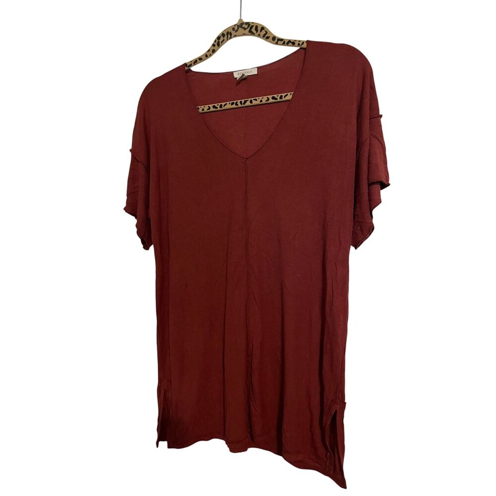 Bordeaux by Anthropologie Ribbed Rust Short Sleeve